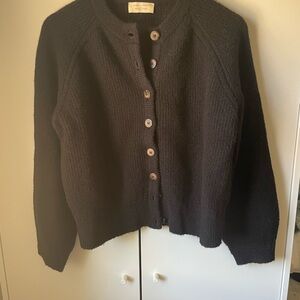Sezane Black Button-Up Cardigan